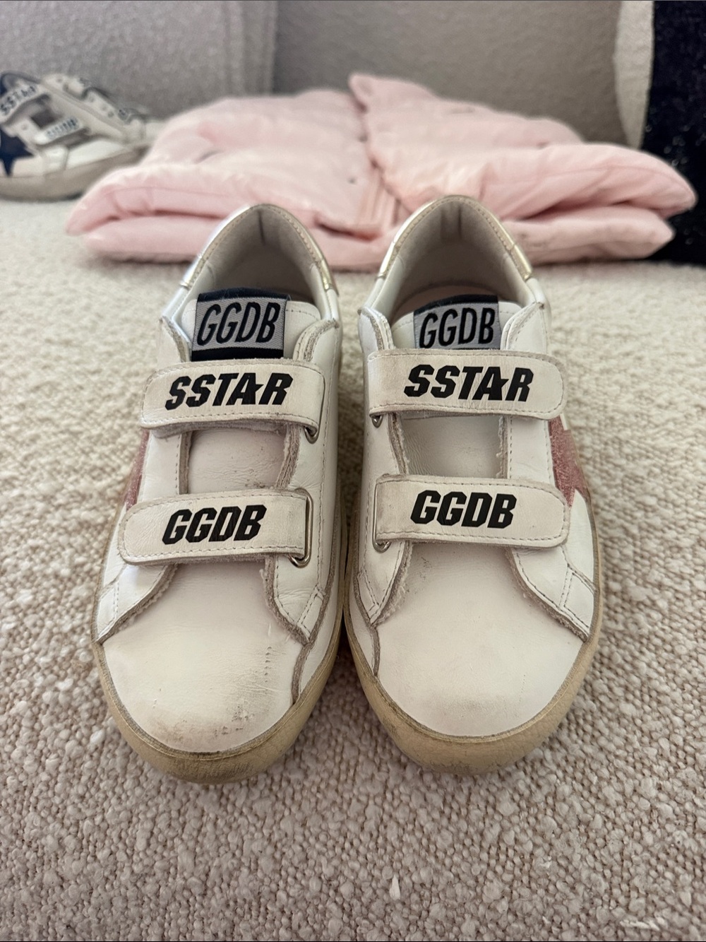 Golden Goose Kids White Sneakers with Pink Side Panel